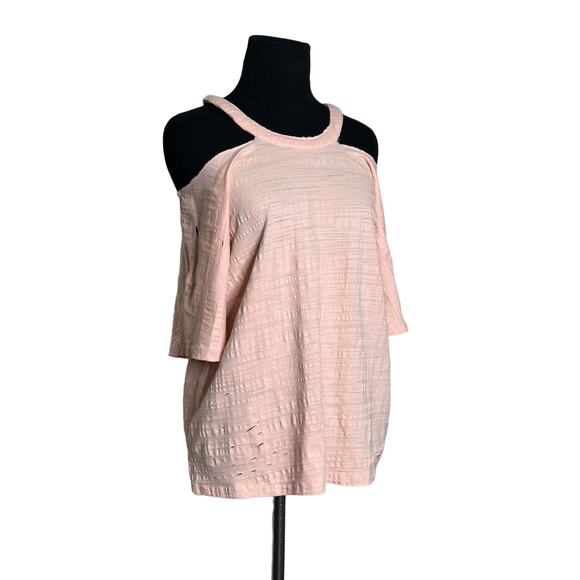 Honey Punch melon pink cut out distressed top size small - Picture 10 of 12